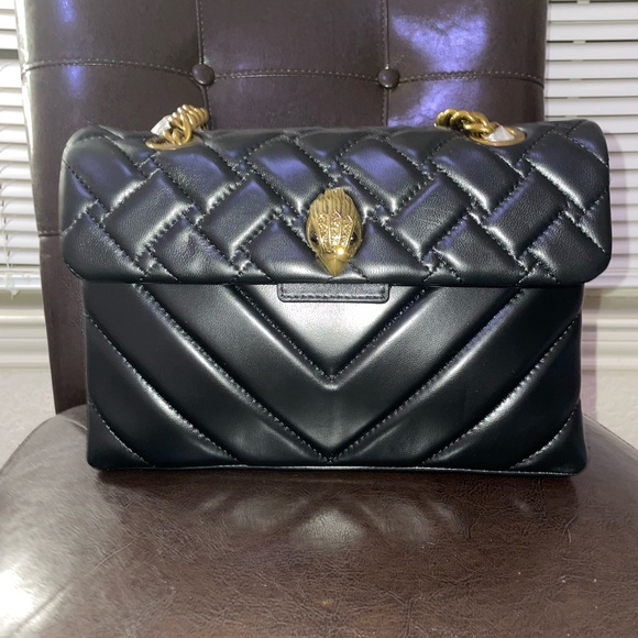 Kurt Geiger Black Quilted Shoulder Bag with Gold Accents